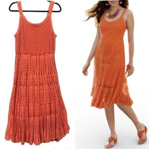 Midnight Velvet Boho crochet midi sundress L